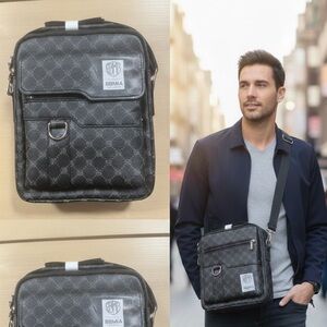 BBMIA Couture Black Patterned Men's Messenger Bag